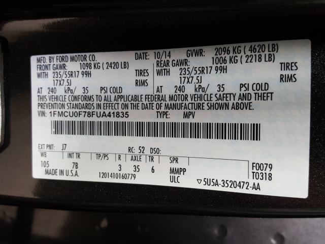 Photo 9 VIN: 1FMCU0F78FUA41835 - FORD ESCAPE S 