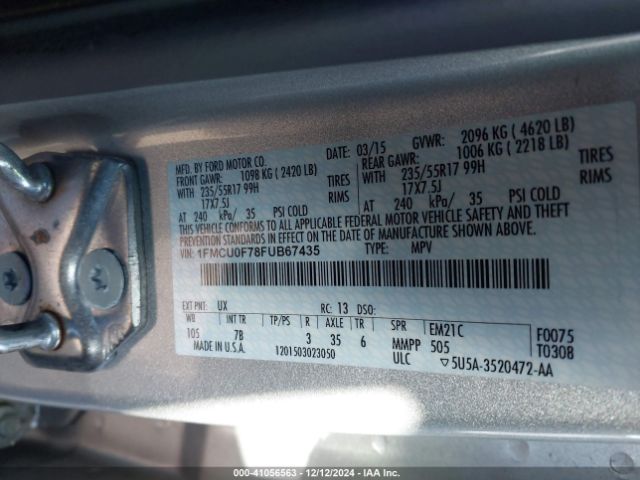 Photo 8 VIN: 1FMCU0F78FUB67435 - FORD ESCAPE 