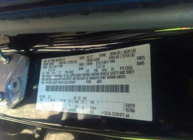 Photo 8 VIN: 1FMCU0F78HUD33567 - FORD ESCAPE 