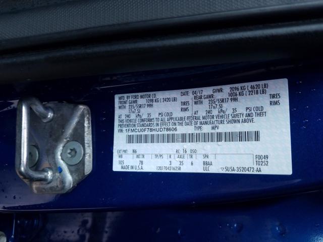 Photo 9 VIN: 1FMCU0F78HUD78606 - FORD ESCAPE S 