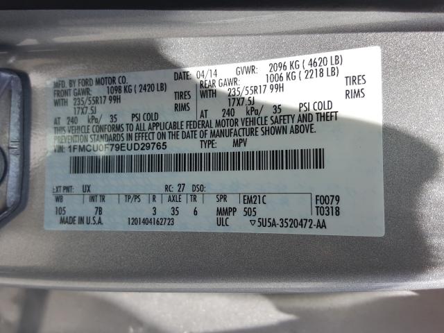 Photo 9 VIN: 1FMCU0F79EUD29765 - FORD ESCAPE 