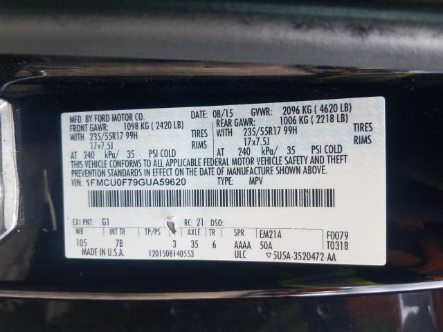 Photo 9 VIN: 1FMCU0F79GUA59620 - FORD ESCAPE S 