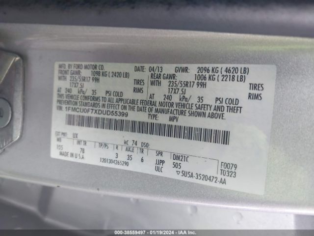 Photo 8 VIN: 1FMCU0F7XDUD55399 - FORD ESCAPE 