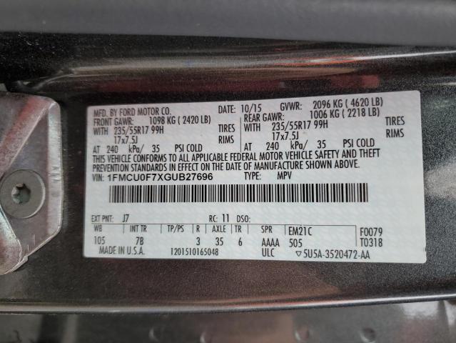 Photo 12 VIN: 1FMCU0F7XGUB27696 - FORD ESCAPE S 