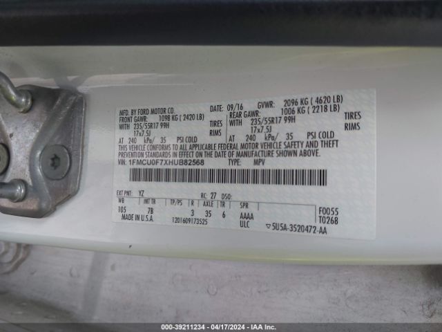 Photo 8 VIN: 1FMCU0F7XHUB82568 - FORD ESCAPE 