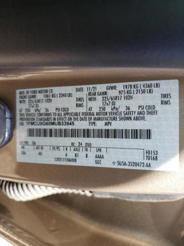 Photo 9 VIN: 1FMCU0G60MUB33945 - FORD ESCAPE SE 