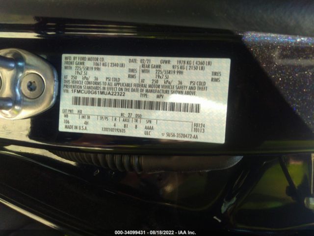 Photo 8 VIN: 1FMCU0G61MUA22322 - FORD ESCAPE 