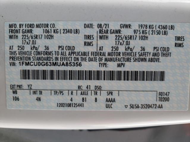 Photo 12 VIN: 1FMCU0G63MUA85356 - FORD ESCAPE 