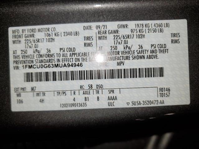 Photo 11 VIN: 1FMCU0G63MUA94946 - FORD ESCAPE 