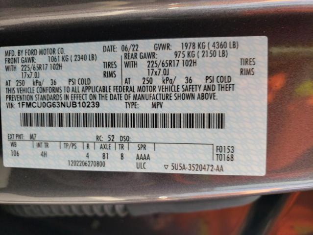 Photo 12 VIN: 1FMCU0G63NUB10239 - FORD ESCAPE 