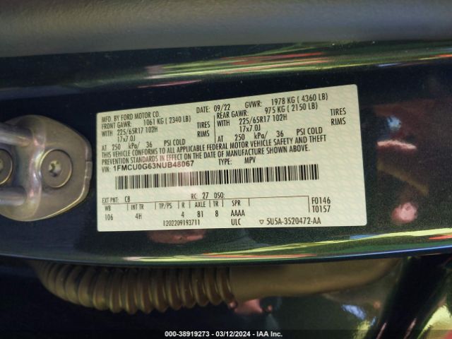 Photo 8 VIN: 1FMCU0G63NUB48067 - FORD ESCAPE 