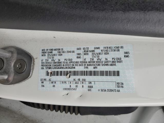 Photo 12 VIN: 1FMCU0G64NUA54294 - FORD ESCAPE SE 