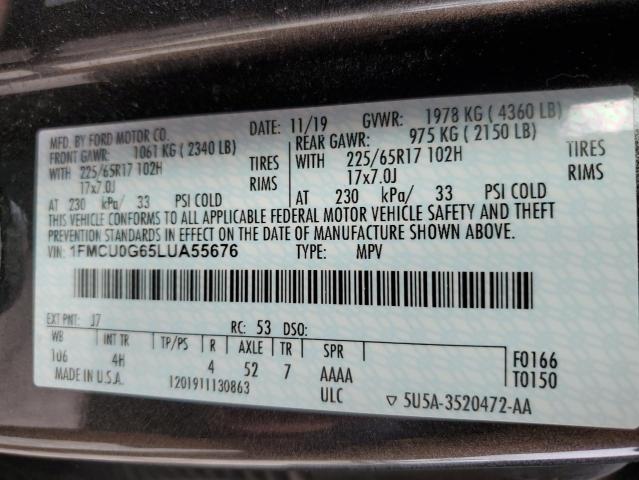 Photo 12 VIN: 1FMCU0G65LUA55676 - FORD ESCAPE SE 