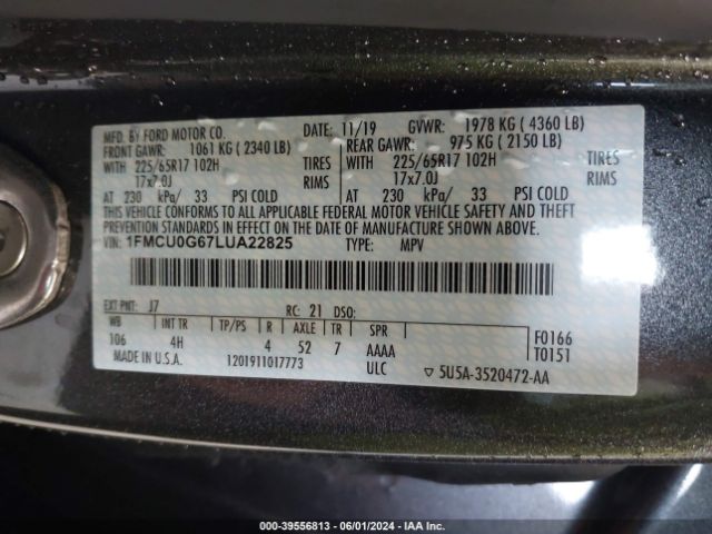 Photo 8 VIN: 1FMCU0G67LUA22825 - FORD ESCAPE 