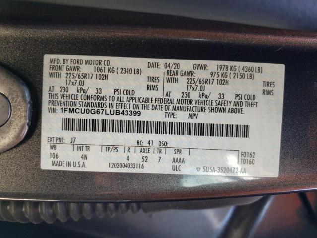 Photo 12 VIN: 1FMCU0G67LUB43399 - FORD ESCAPE SE 