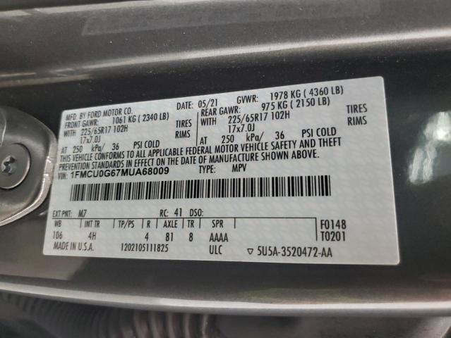 Photo 12 VIN: 1FMCU0G67MUA68009 - FORD ESCAPE SE 