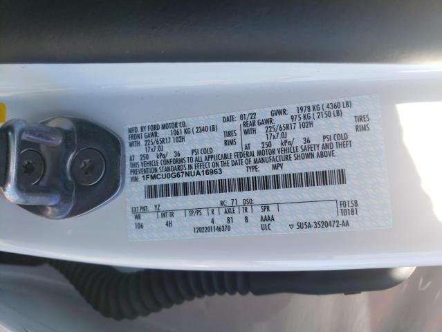 Photo 9 VIN: 1FMCU0G67NUA16963 - FORD ESCAPE 