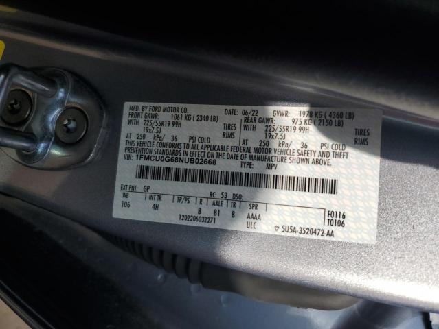 Photo 12 VIN: 1FMCU0G68NUB02668 - FORD ESCAPE 