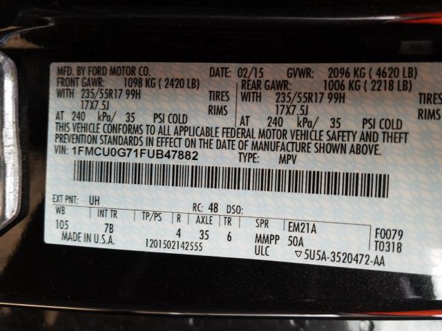 Photo 9 VIN: 1FMCU0G71FUB47882 - FORD ESCAPE SE 