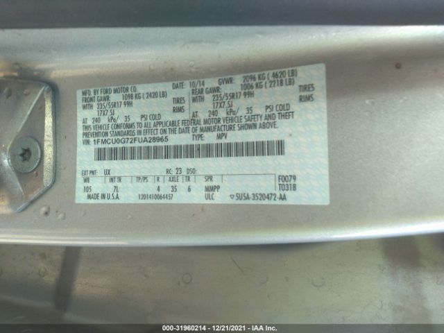 Photo 8 VIN: 1FMCU0G72FUA28965 - FORD ESCAPE 