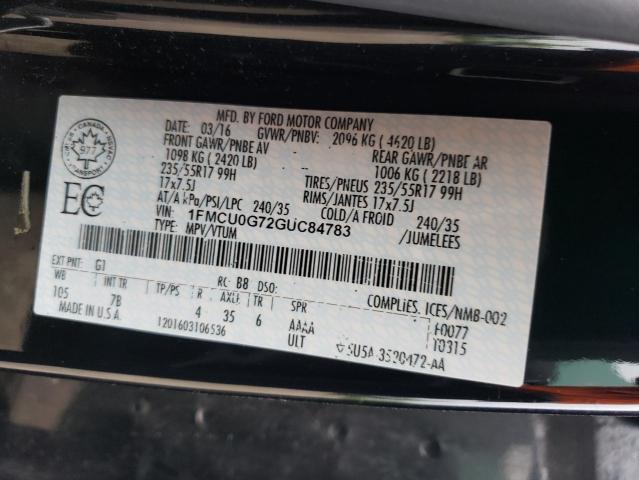 Photo 12 VIN: 1FMCU0G72GUC84783 - FORD ESCAPE SE 