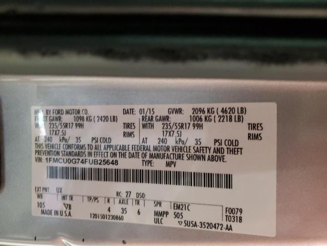 Photo 13 VIN: 1FMCU0G74FUB25648 - FORD ESCAPE SE 
