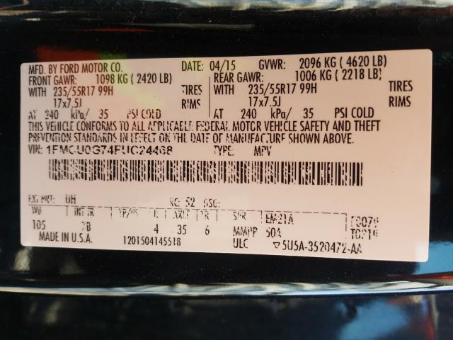 Photo 9 VIN: 1FMCU0G74FUC24468 - FORD ESCAPE SE 