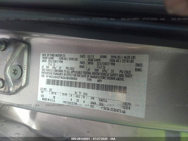 Photo 8 VIN: 1FMCU0G74GUB39650 - FORD ESCAPE 