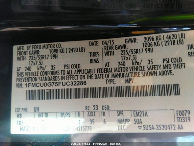 Photo 8 VIN: 1FMCU0G75FUC32286 - FORD ESCAPE 