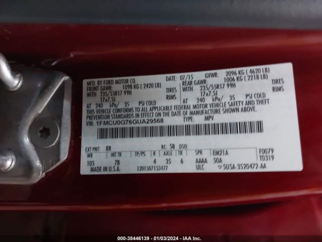 Photo 8 VIN: 1FMCU0G76GUA29568 - FORD ESCAPE 