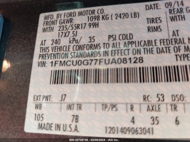 Photo 8 VIN: 1FMCU0G77FUA08128 - FORD ESCAPE 