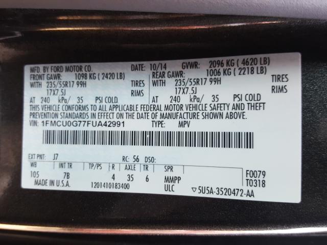 Photo 9 VIN: 1FMCU0G77FUA42991 - FORD ESCAPE SE 