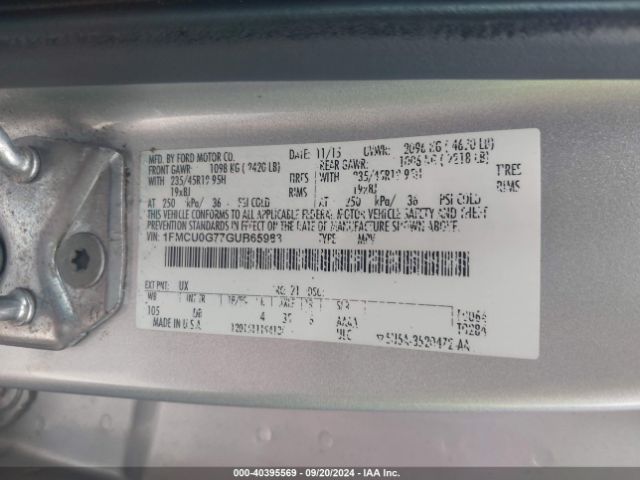 Photo 8 VIN: 1FMCU0G77GUB65983 - FORD ESCAPE 