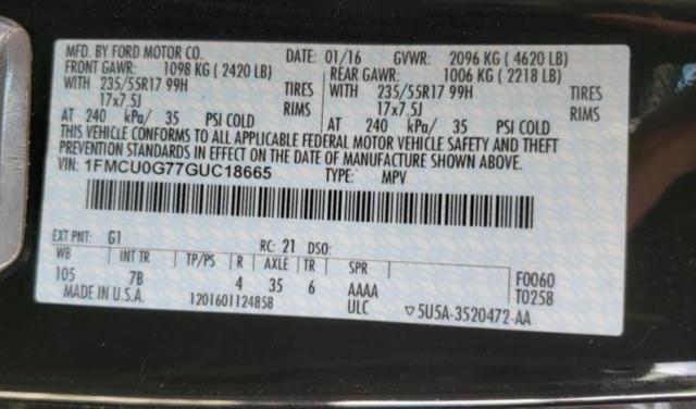 Photo 9 VIN: 1FMCU0G77GUC18665 - FORD ESCAPE SE 