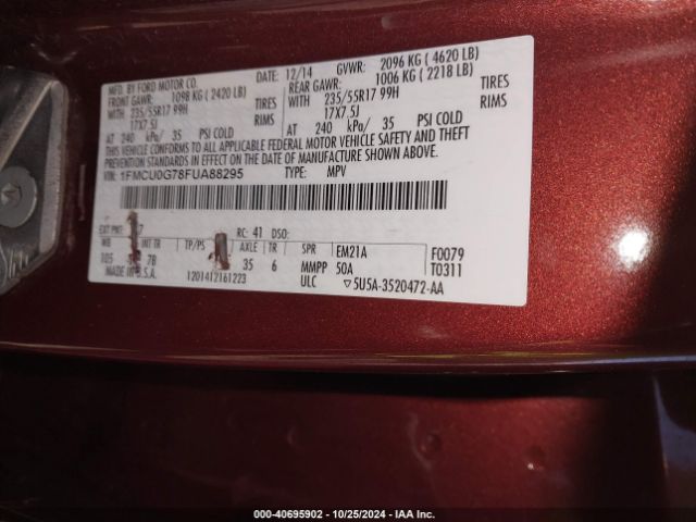 Photo 8 VIN: 1FMCU0G78FUA88295 - FORD ESCAPE 