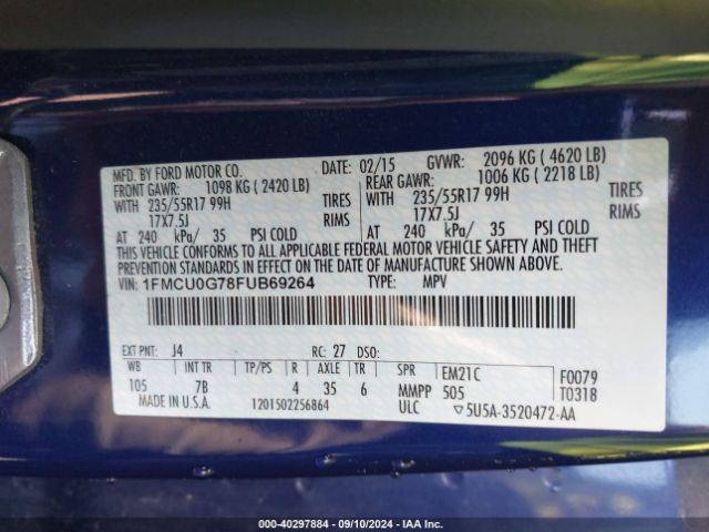 Photo 8 VIN: 1FMCU0G78FUB69264 - FORD ESCAPE 