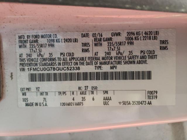 Photo 12 VIN: 1FMCU0G78GUC52338 - FORD ESCAPE SE 