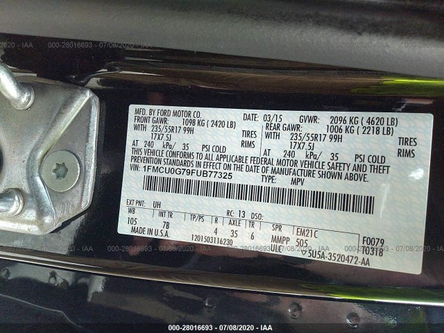 Photo 8 VIN: 1FMCU0G79FUB77325 - FORD ESCAPE 