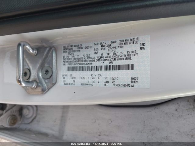 Photo 8 VIN: 1FMCU0G79GUA89618 - FORD ESCAPE 