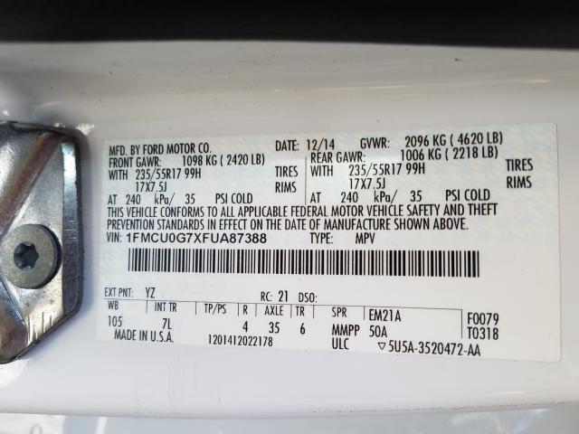 Photo 9 VIN: 1FMCU0G7XFUA87388 - FORD ESCAPE SE 