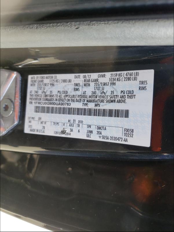 Photo 9 VIN: 1FMCU0G90DUA90783 - FORD ESCAPE SE 