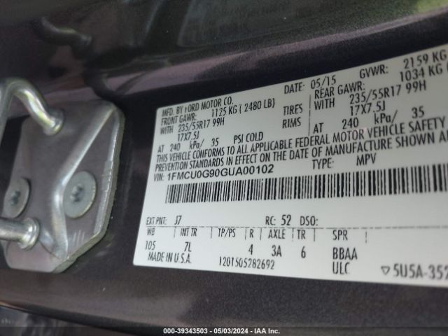 Photo 8 VIN: 1FMCU0G90GUA00102 - FORD ESCAPE 