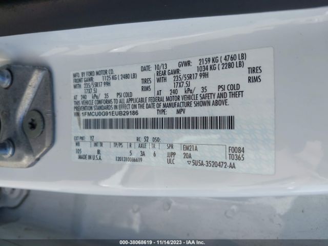 Photo 8 VIN: 1FMCU0G91EUB29186 - FORD ESCAPE 