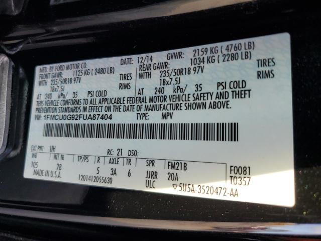 Photo 9 VIN: 1FMCU0G92FUA87404 - FORD ESCAPE SE 