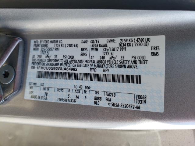 Photo 9 VIN: 1FMCU0G92GUA64982 - FORD ESCAPE SE 