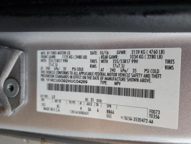 Photo 12 VIN: 1FMCU0G92HUC04269 - FORD ESCAPE SE 