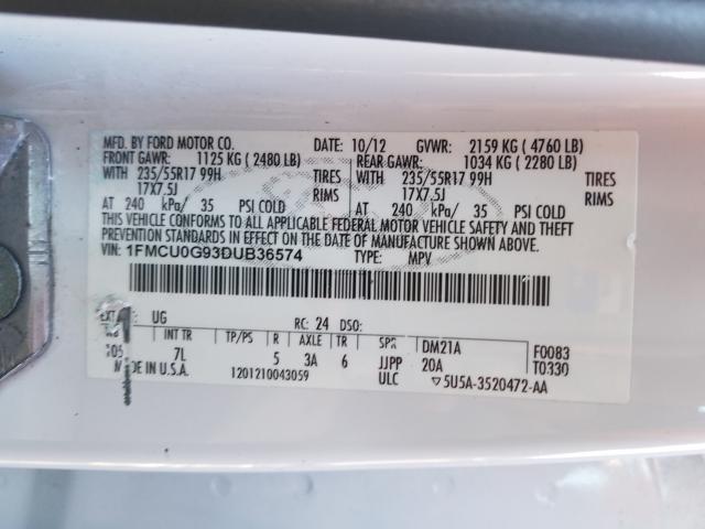 Photo 9 VIN: 1FMCU0G93DUB36574 - FORD ESCAPE SE 