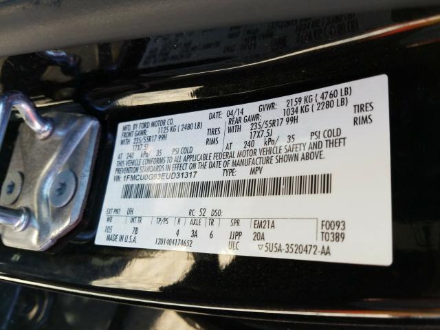 Photo 9 VIN: 1FMCU0G93EUD31317 - FORD ESCAPE SE 