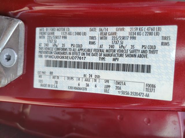 Photo 9 VIN: 1FMCU0G93EUD77617 - FORD ESCAPE 