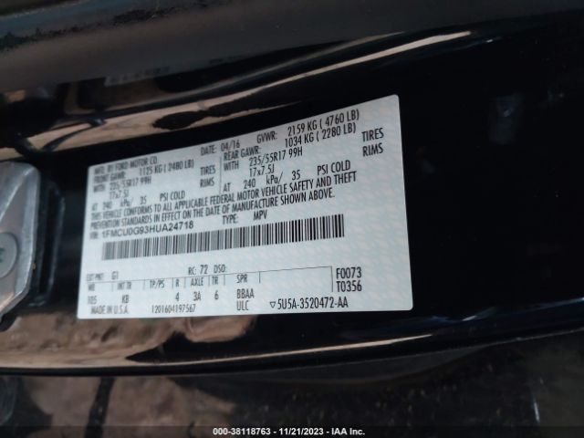 Photo 8 VIN: 1FMCU0G93HUA24718 - FORD ESCAPE 